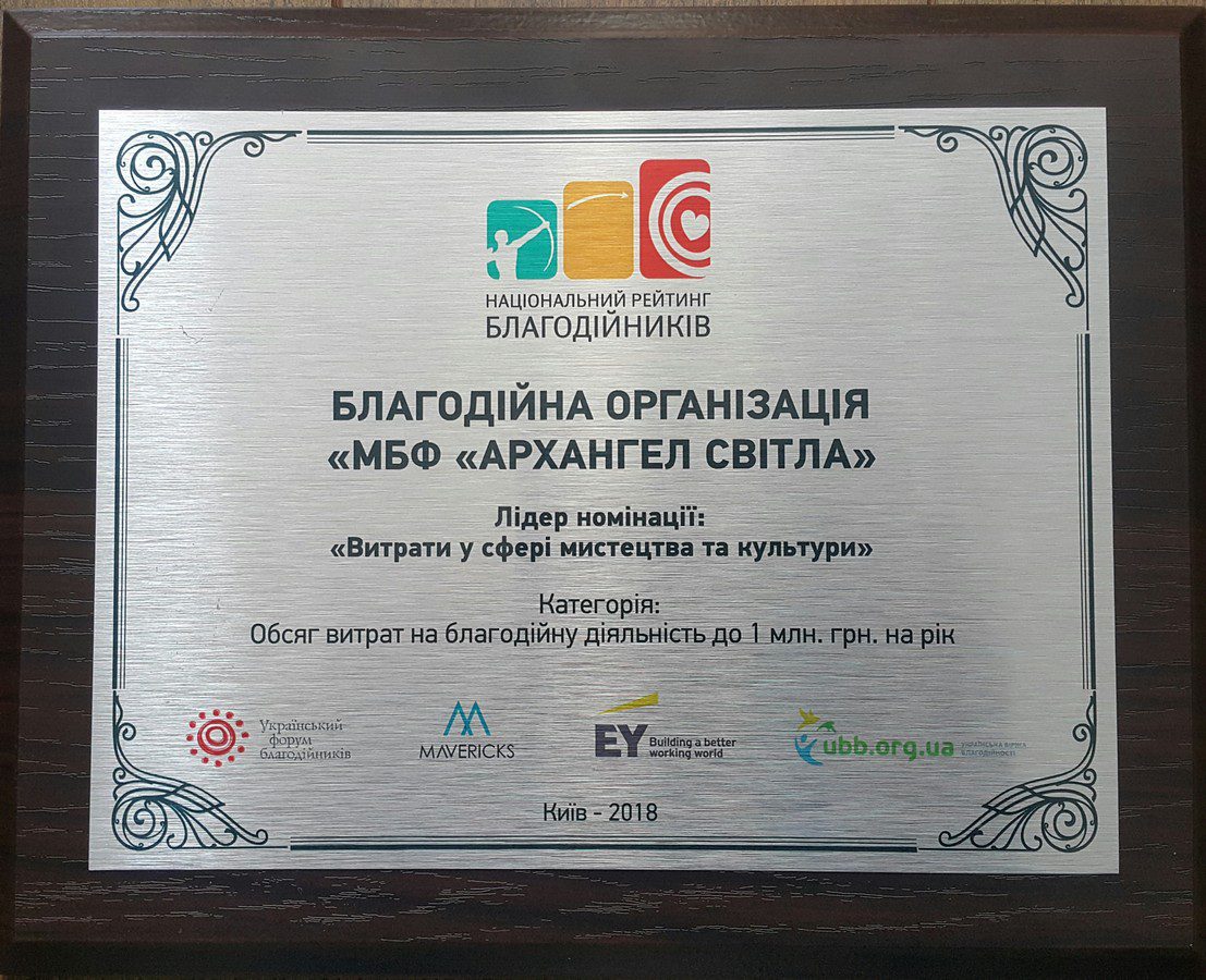 БО”МБФ “Архангел Світла” став переможцем у Національному Рейтингу Благодійників!!